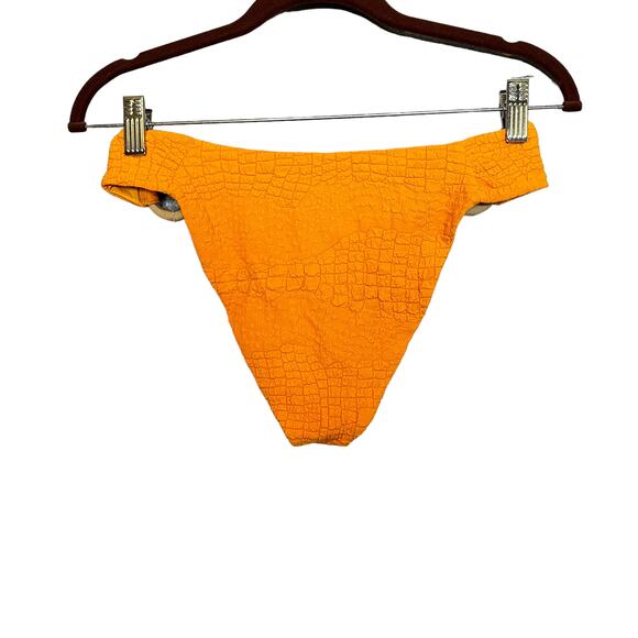 Revel Rey Bright Orange Bikini Bottom LARGE Croc Cheeky Texture Ring $95 NEW - Picture 5 of 7